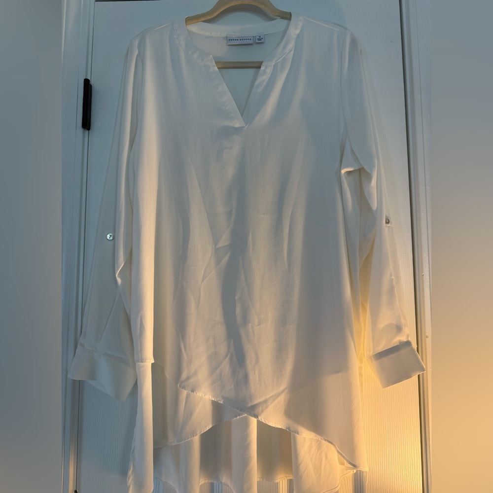 Susan Graver Ivory High-Low Tunic